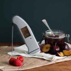 thermometer from ETI and food items including jam and berries
