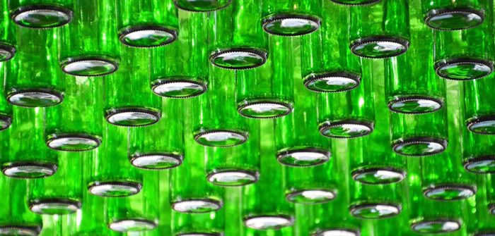 green glass to illustrate waste disposal