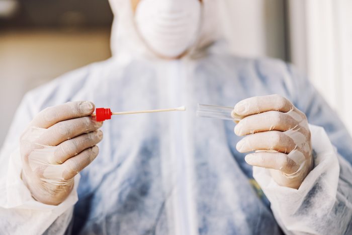 man with swab