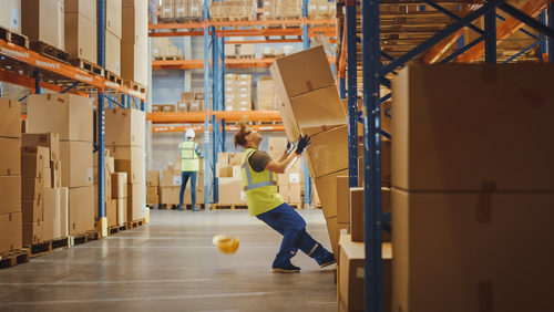 Falling warehouse boxes