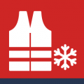 Hi-Vis vest with snowflake next to it.