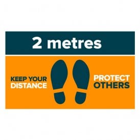 2 Metres - Keep Your Distance - Protect Others - Floor Vinyl - Rectangular