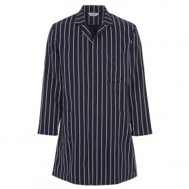 Alsico Butchers Coat White Stripe Front D004