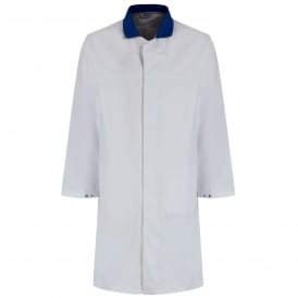 Alsico High Risk White Lab Coats With Blue Contrast Collars