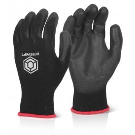 Beeswift Pu Coated Gloves Black (Box of 10 pairs)