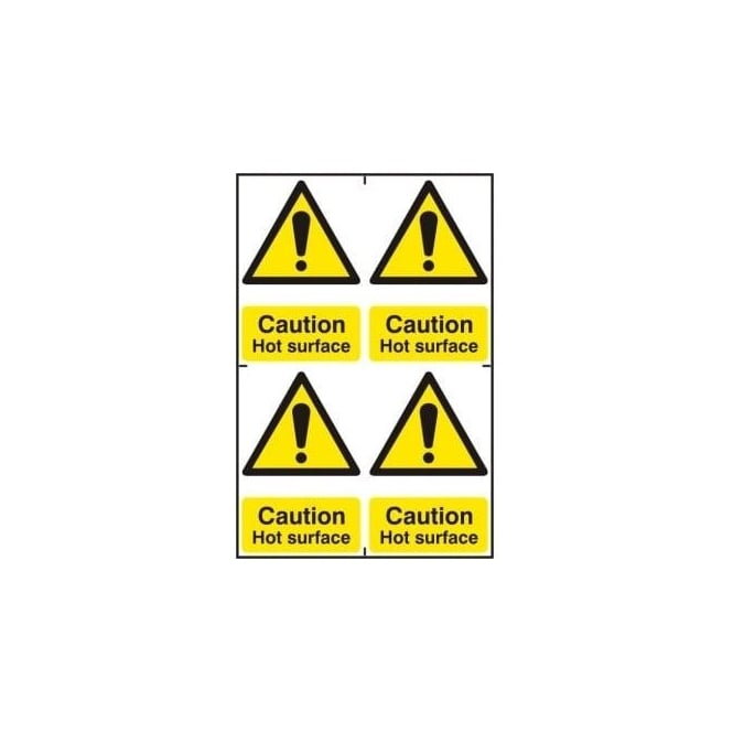 Complete Safety Supplies Caution Hot Surface Sign - 4 per sheet