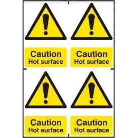 Caution Hot Surface Sign - 4 per sheet
