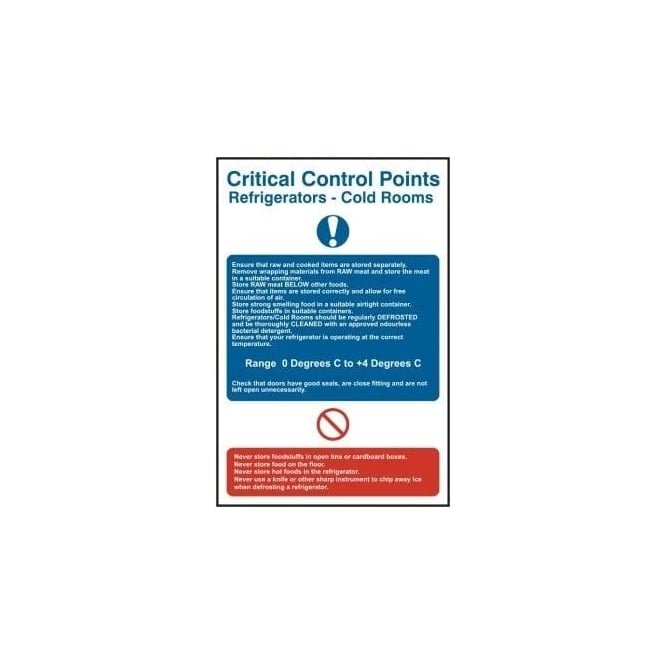 Complete Safety Supplies Critical Control Points (Refrigerators) Sign