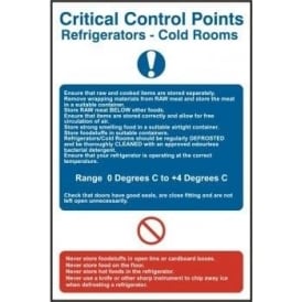 Critical Control Points (Refrigerators) Sign