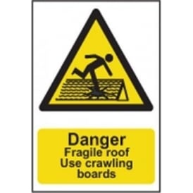 Danger Fragile roof Use Crawling boards Sign