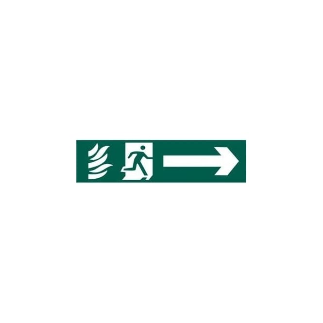 Complete Safety Supplies Fire Exit Sign with Man Running From Flame and Right Arrow