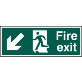 Fire Exit Sign with Man running Left with Down Left Arrow