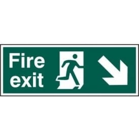 Fire Exit Sign with Man running Right with Down Right Arrow