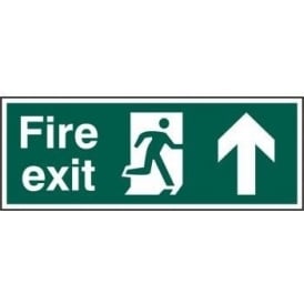 Fire Exit Sign with Man running Right with Up Arrow