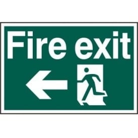 Fire Exit Sign with Running Man Left and Left Arrow 