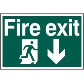 Fire Exit Sign with Running Man Right and Down Arrow
