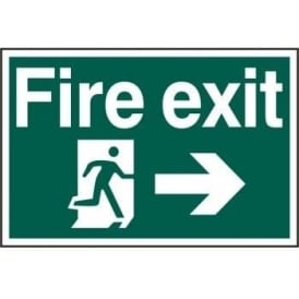 Fire Exit Sign with Running Man Right and Right Arrow