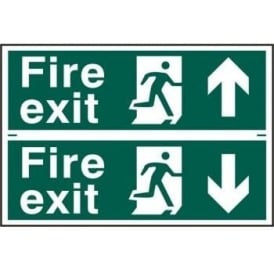 Fire Exit Sign with Running Man Right With up/down Arrow (2 Per Sheet)