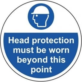 Head Protection Must be Worn in this Area Floor Sign
