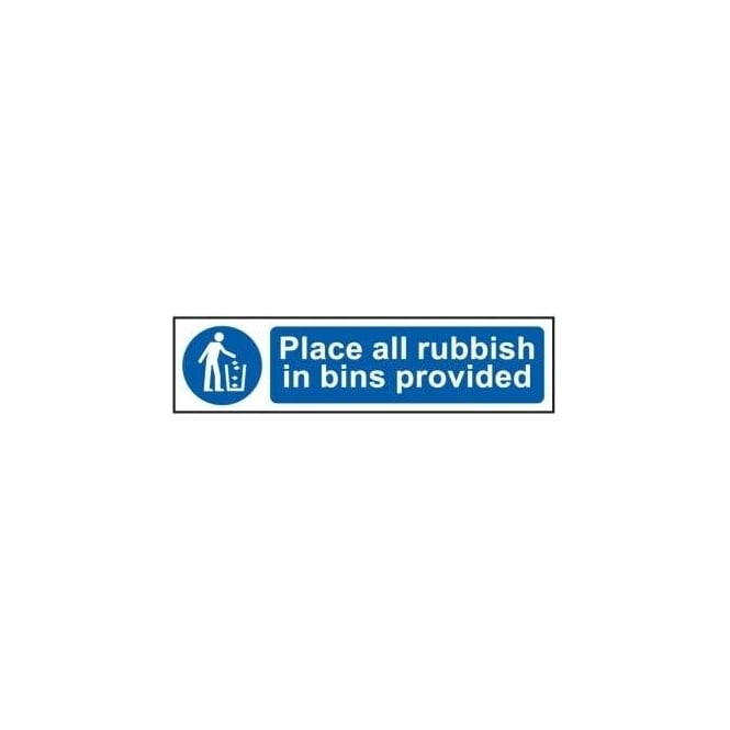 Complete Safety Supplies Place All Rubbish In Bins Provided - Mini Sign