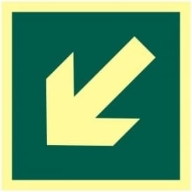 Photoluminescent Arrow Down/Left Sign