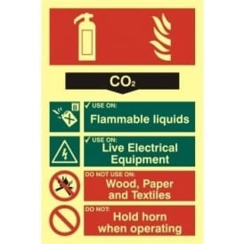 Photoluminescent CO2 Fire Extinguisher Sign