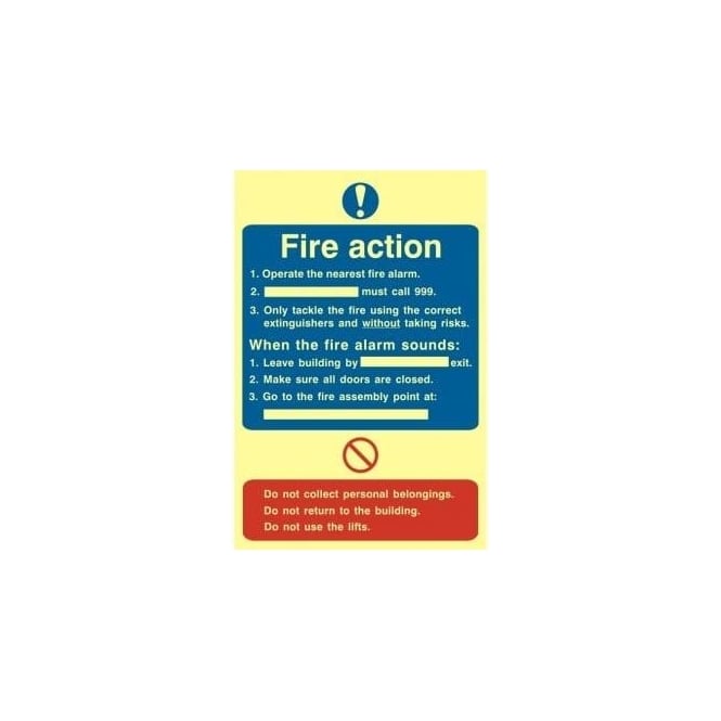 Complete Safety Supplies Photoluminescent Fire Action Plan Sign