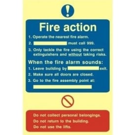 Photoluminescent Fire Action Plan Sign