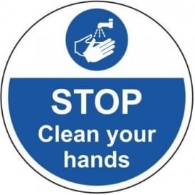 Stop Clean Your Hands Floor Sign