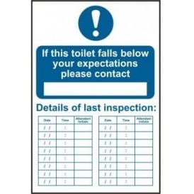 Toilet Inspection Sign - Self Adhesive Semi Rigid PVC - 200 x 300