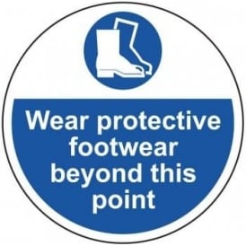 Wear Protective Footwear Beyond This point Floor Sign