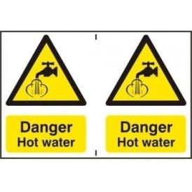 Danger Hot Water Sign - 2 per sheet