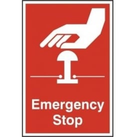 Emergency Stop Button - Self Adhesive Semi Rigid PVC	 - 200 x 300