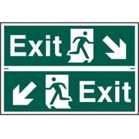 Exit Sign with Running Man Right/Left With down Left/Right Arrow (2 Per Sheet) 300 x 100