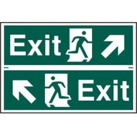 Exit Sign with Running Man Up Left/Right Arrow (2 Per Sheet) 300 x 100