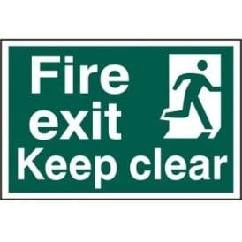Fire Exit Keep Clear With Man Running Right