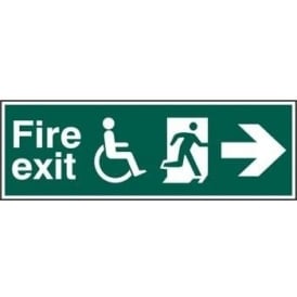 Fire Exit Sign suitable for disabled with Man Running Right and Arrow Right