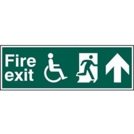 Fire Exit Sign suitable for Disabled with Man Running Right and Arrow Up