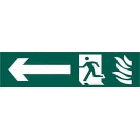 Fire Exit Sign with Man Running From Flame and Left Arrow