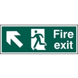 Fire Exit Sign with Man running Left with Up Left Arrow