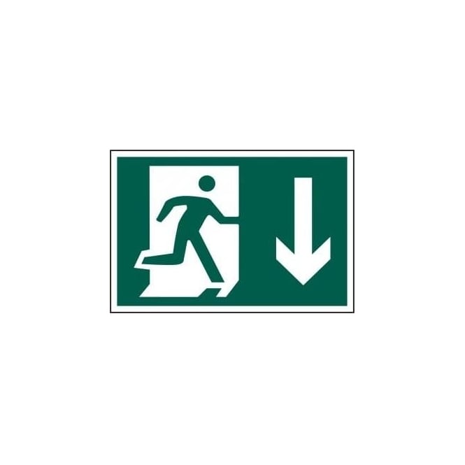 Complete Safety Supplies Fire Exit Sign with Man Running Right with Down Arrow