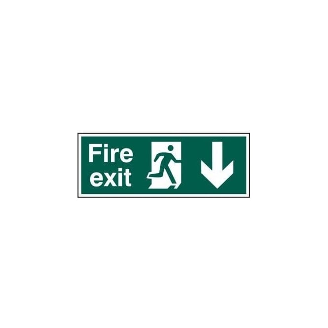 Complete Safety Supplies Fire Exit Sign with Man running Right with Down Arrow