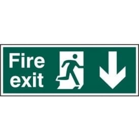 Fire Exit Sign with Man running Right with Down Arrow