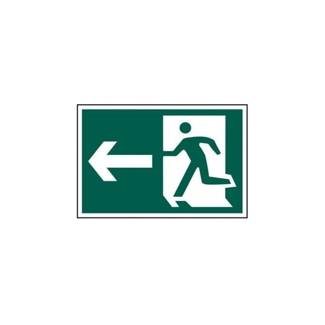 Complete Safety Supplies Fire Exit Sign with Man Running Right with Left Arrow