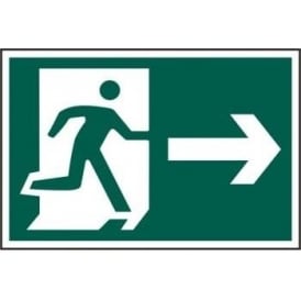 Fire Exit Sign with Man Running Right with Right Arrow