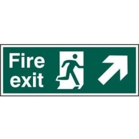 Fire Exit Sign with Man running Right with Up Right Arrow