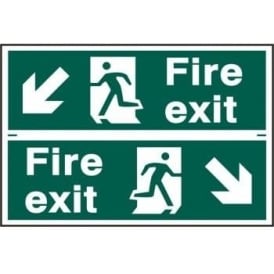 Fire Exit Sign with Running Man Right/Left With Down Left/Right Arrow (2 Per Sheet) 300 x 100