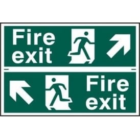 Fire Exit Sign with Running Man Right/Left With Up Left/Right Arrow (2 Per Sheet) 300 x 100