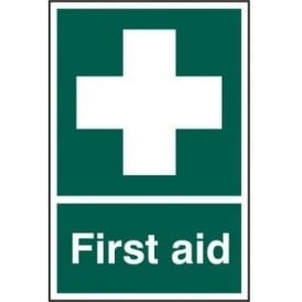 First Aid Sign - White on Green - 200 x 300