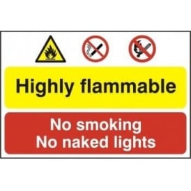 Highly Flamable, No Smoking, No Naked Lights Sign